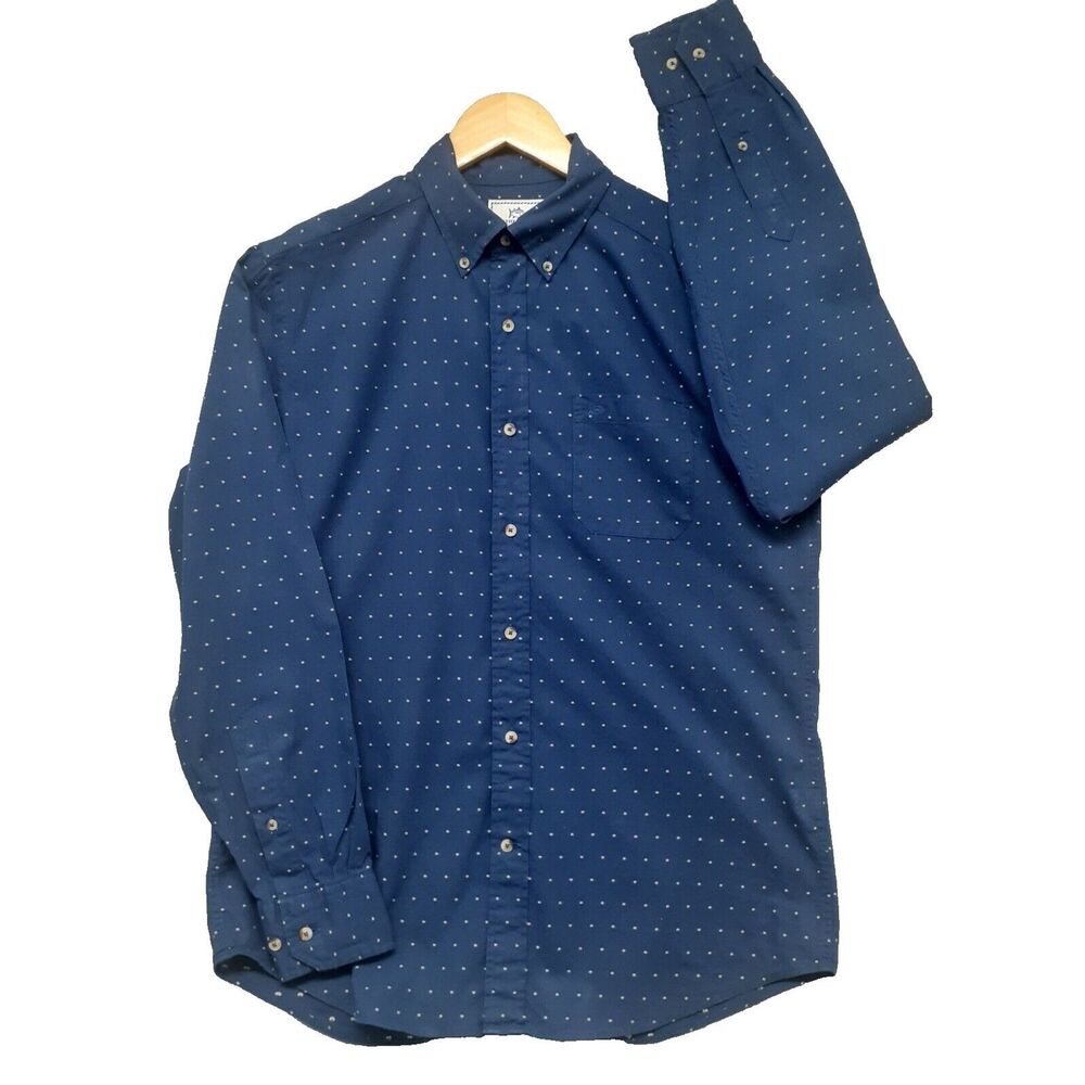 Southern Tide Mens Size M Blue Poka Dot Button Down Shirt Trim Fit Cotton